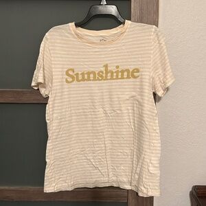 J Crew | Striped Vintage Cotton "Sunshine" Tee (Cream/White/Gold)-Size L